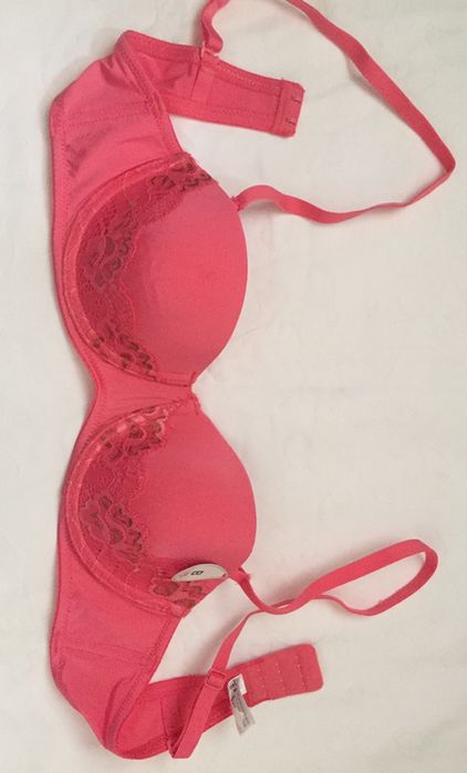 Комплект белья Maddison, р-р 75 В, крас-роз.цвет, ткань+кружево, новый