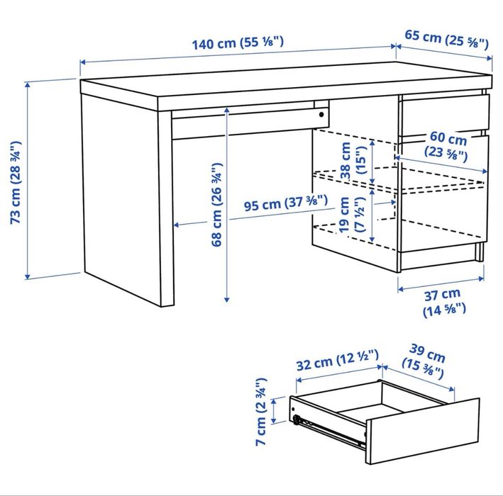 Secretária, mesa de jantar e luminária - IKEA - como novos