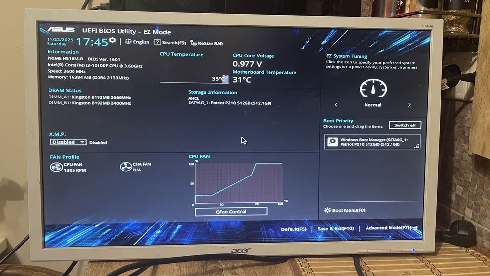 Intel i3-10100F + 16 ГБ ОЗП + GeForce GT 1030