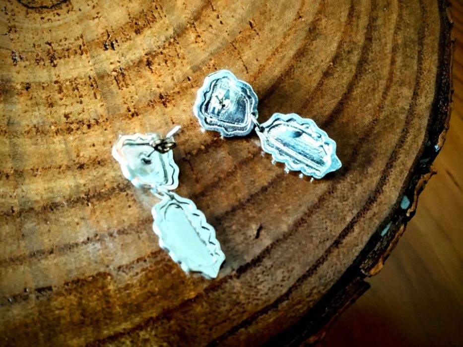 (NOVO, PORTES GRÁTIS) Brincos Boémios Marmoreados em Prata 925