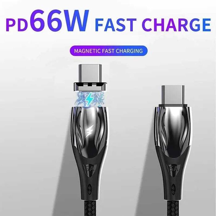 5А 100Вт Магнитный Светодиодный кабель type-C/Lightning PD QC3.0/4.0