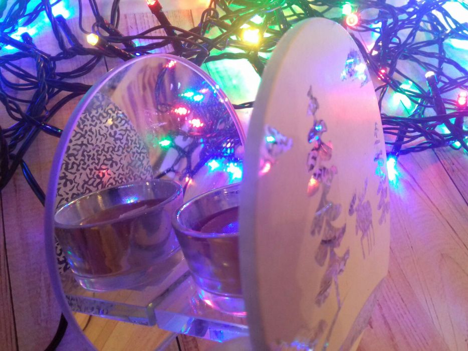 Новогодний подсвечник зеркальный