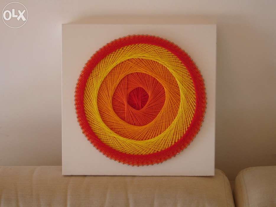 Quadro com pregos e linhas64552549579779121