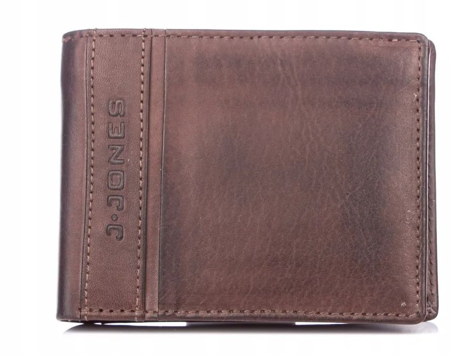 portfel męski skórzany rfid j.jones poziomy brązowy klasyczny