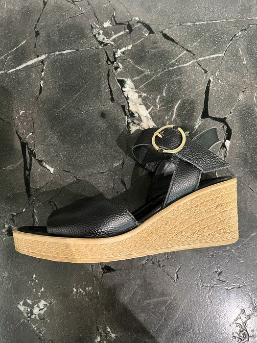 Ryłko relax skóra licowa 37 38 czarne sandały na koturnie gwarancja