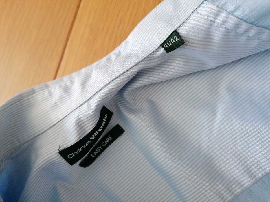 Charles Vögele easy care koszula w paski błękitna 41/42