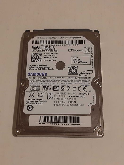 Жёсткий диск SAMSUNG HM641JI — 640 GB, 2.5", SATA