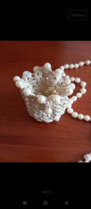 Terço em pérolas a renda com bolsa de renda