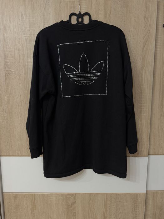 Bluza Adidas S crewneck oversize shine damska jak nowa czarna logowana