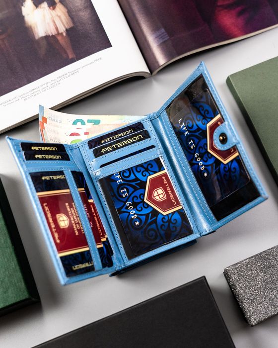 elegancki portfel damski ze skóry naturalnej - peterson