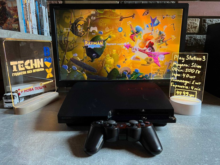 PlayStation 3 PS3 4 Slim 500gb с играми 1 джойстик плойка ПС детям