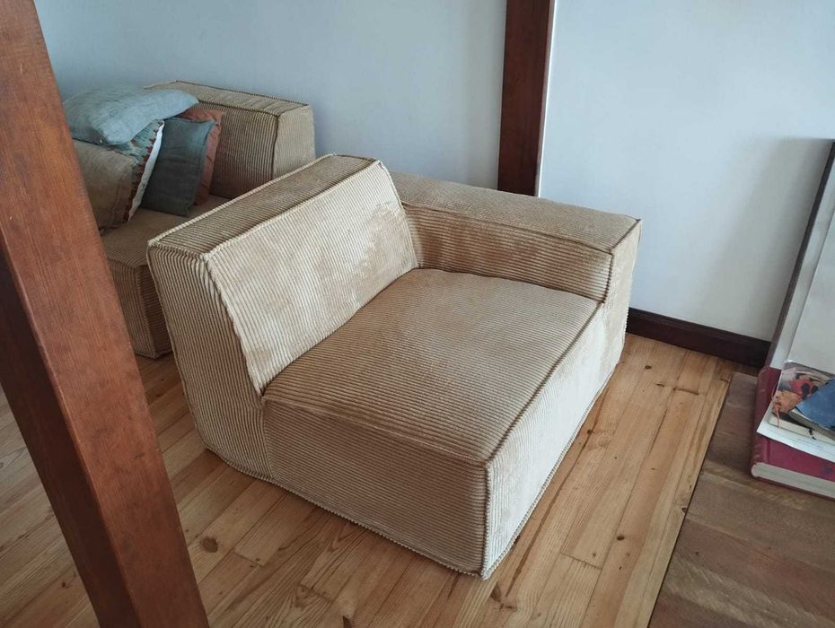 Sofá modular cor de areia FOLIO em veludo bombazine | Sem uso, Novo