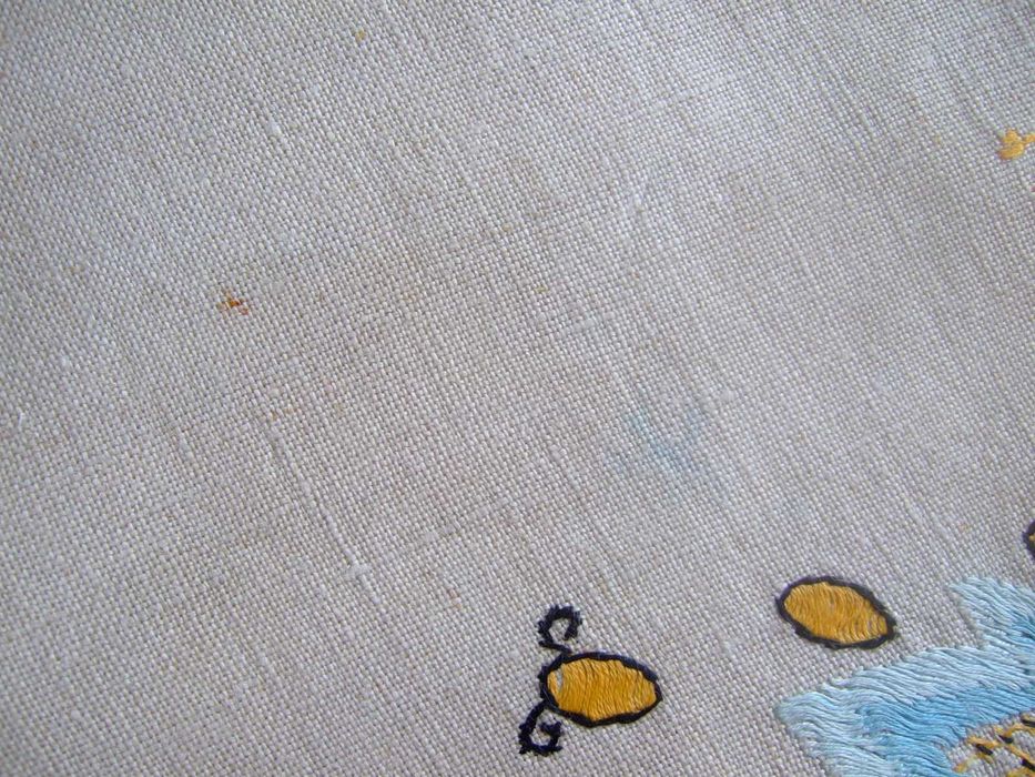 Serweta lniana 89x130cm len haft ręczny przedwojenna używana