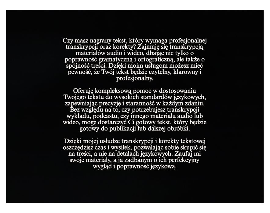 Transkrypcja oraz korekta audio/wideo