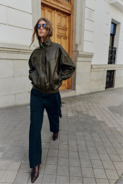 ‼️Куртка кожанка шкіряна куртка шкірянка курточка бомбер zara зара
