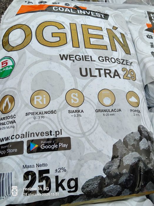 Groszek OGIEŃ Ultra 29, sobianek lew, premium plus, pellet poltarex