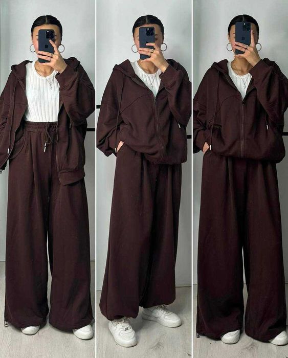 Жіночий спортивний костюм оверсайз двунитка зіп кофта і штани затяжки