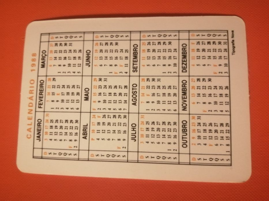 Calendário de bolso (1988) | Brasão Santo Tirso
