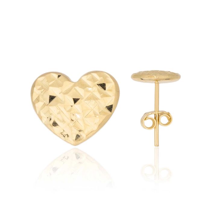 Złote kolczyki 585 serca diamentowane sztyft
