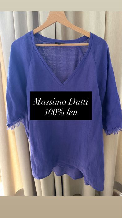 Damska tunika len lniana Massimo Dutti narzuta plażowa