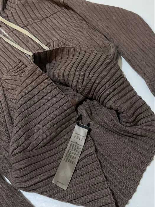 Rick Owens Beige Ribbed Brown Zip Hoodie кофта как у Kai angel