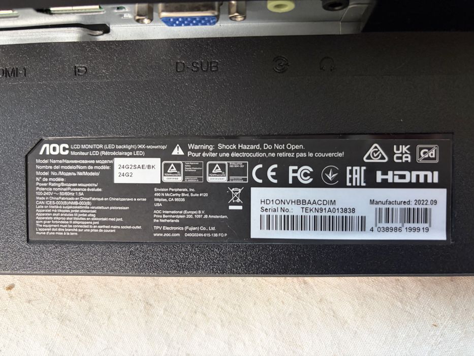 Монитор AOC 24G2SAE/BK