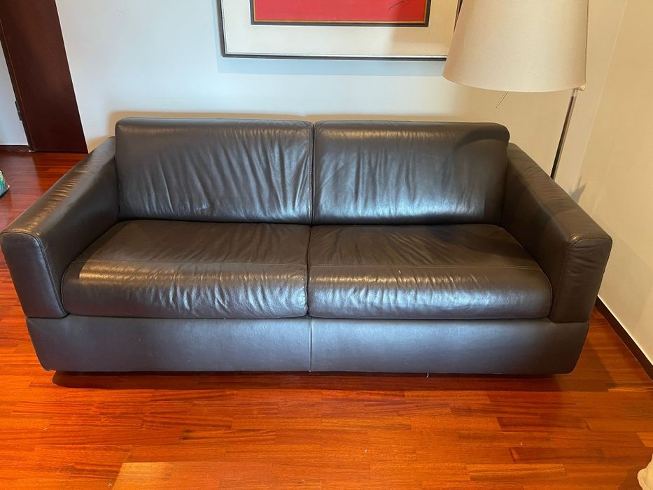 Sofá cama de pele genuína