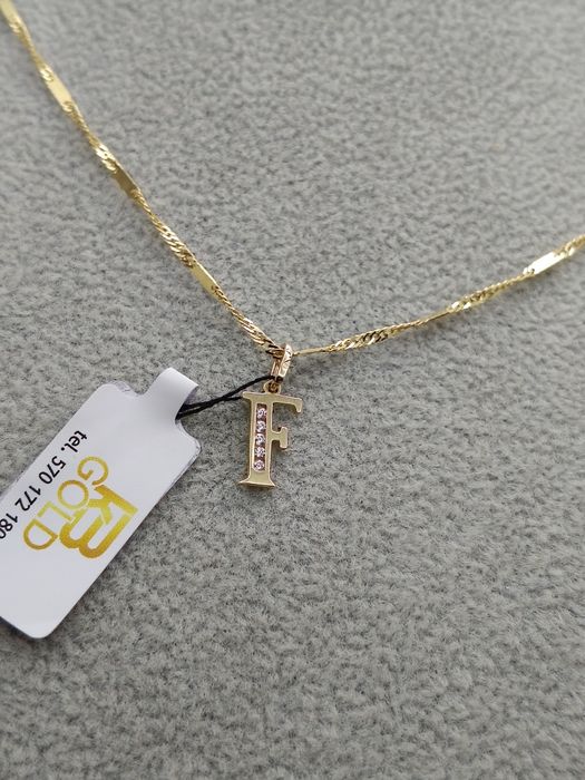 Złota Zawieszka Literka "F" Pr.585 Nowa Zapraszamy
