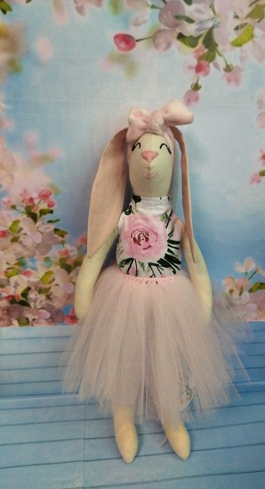 Królik tilda szyty bawełna baletnica tiul