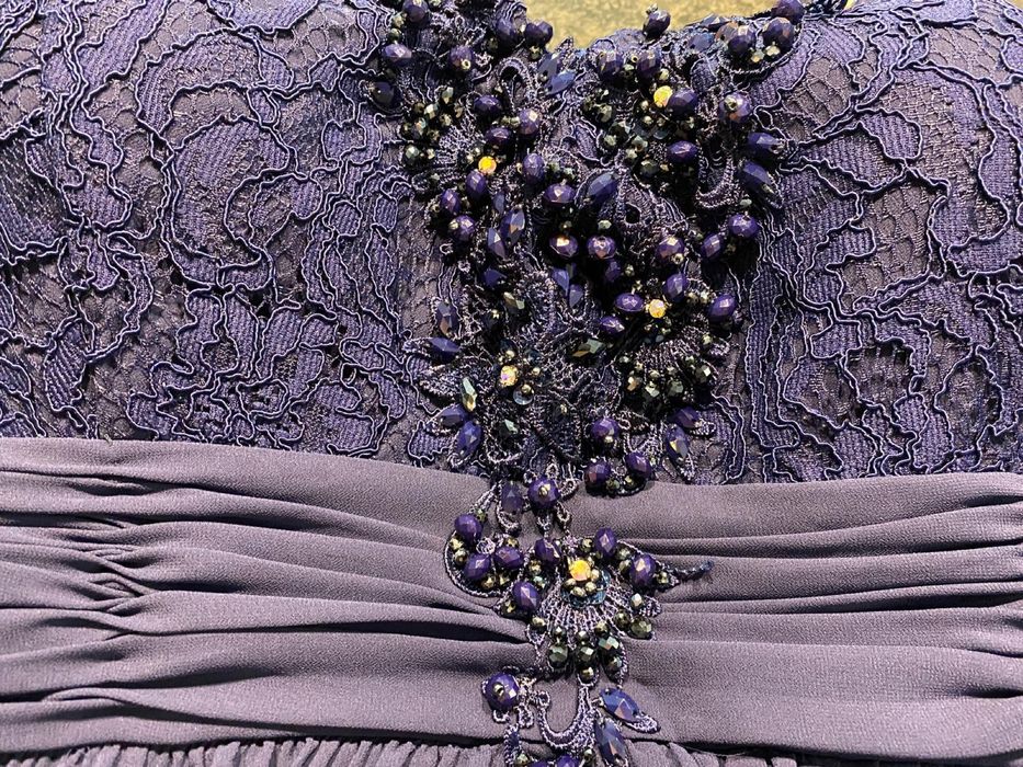 Sukienka plus size MAXI wieczorowa granatowa rozmiar 50 duży biust