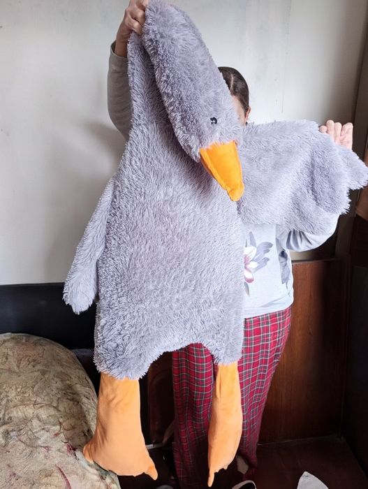 М'яка Іграшка-подушка Гусь обіймусь. Бойовий гусак. Великий Сірий