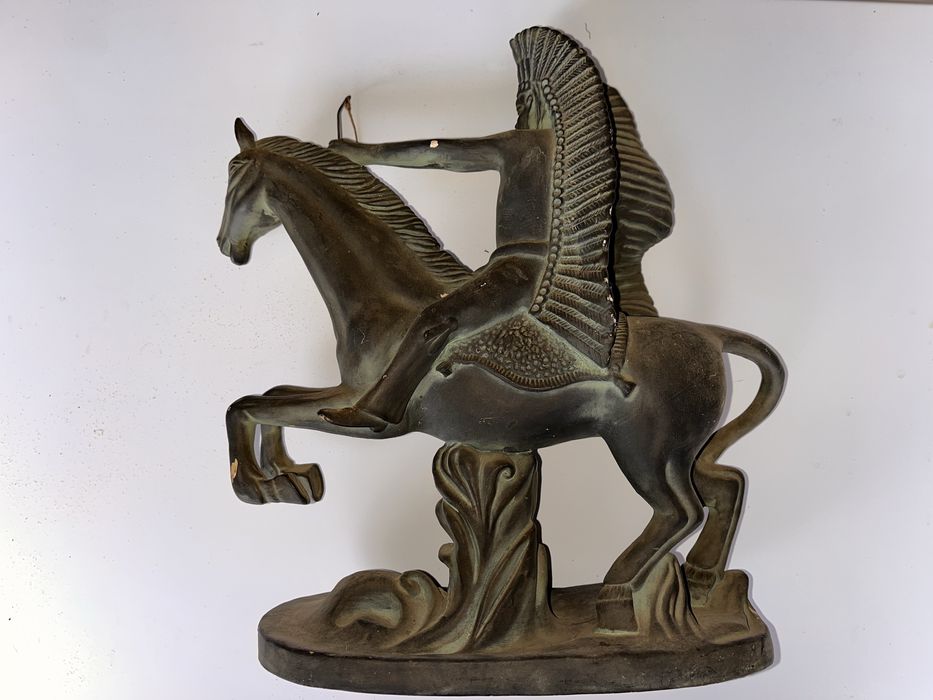 Estatueta antiga em ceramica de Indio a cavalo