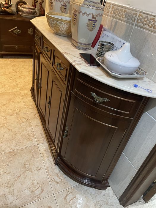 Movel de entrada/aparador/sapateira com tampo de pedra marmore