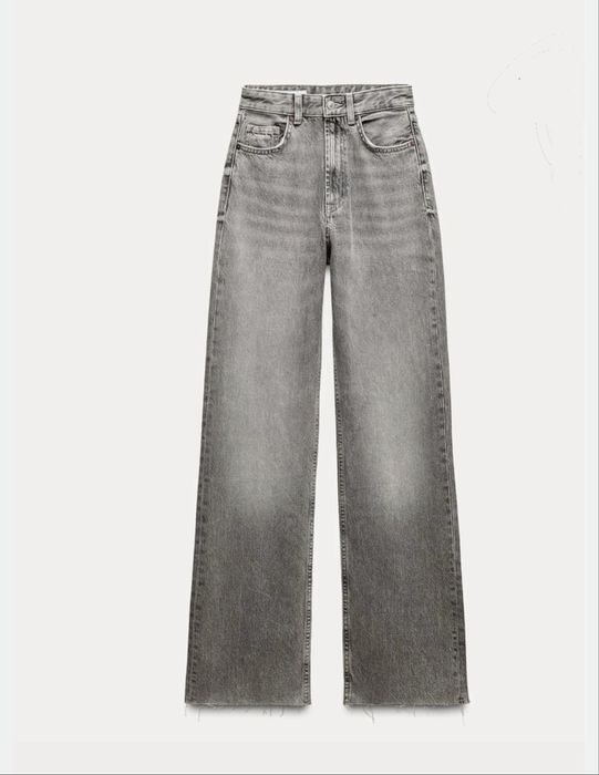 Джинси Zara Wide Leg сірі прямого крою
