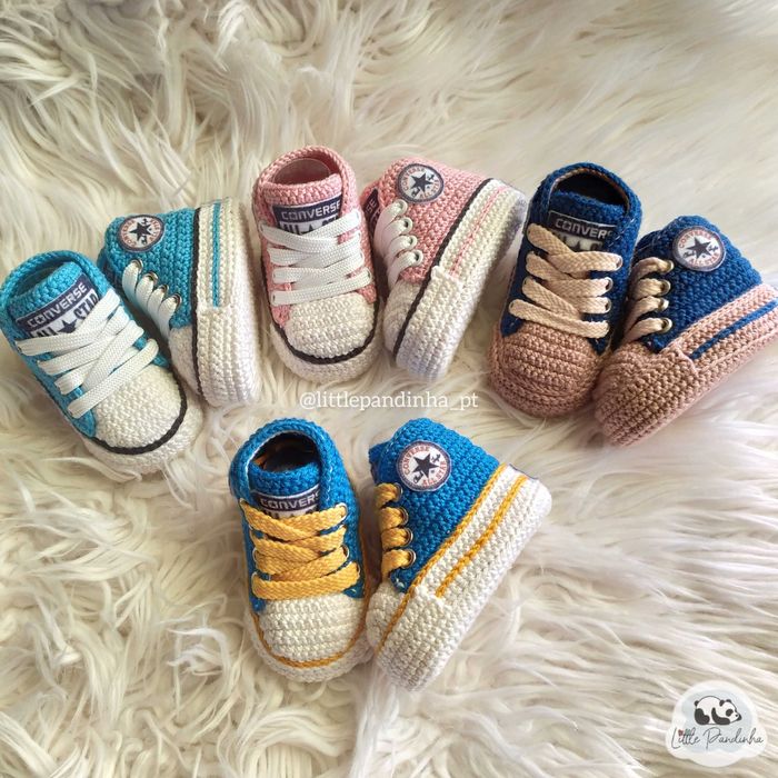 Tênis para Bebé / sapatilhas All star em crochet