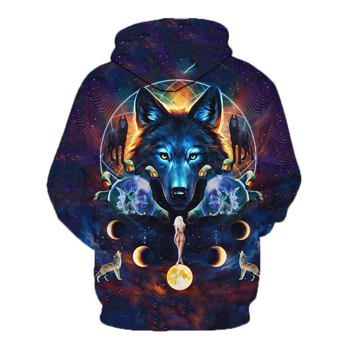 Męska Bluza z Kapturem WILK, Motyw Wilka i Fantasy Nadruk 3D - 5XL