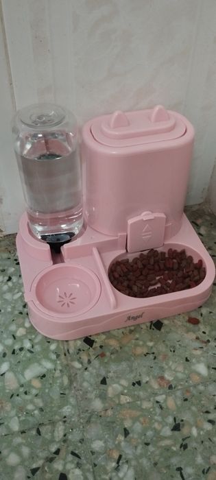 Caixa para comida e água para gatos