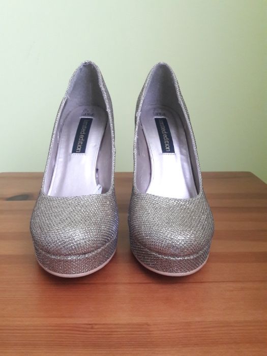 Szpilki/ czółenka złote brokatowe