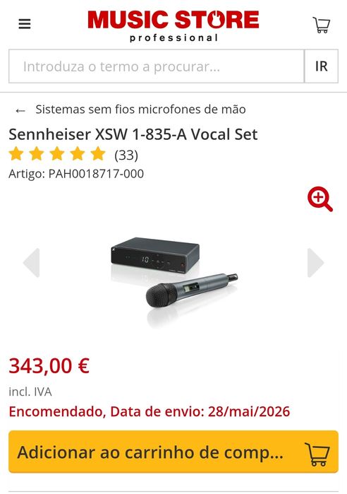 Sennheiser XSW 1-835 A-Band Vocal Set (micro sem fios) 
I