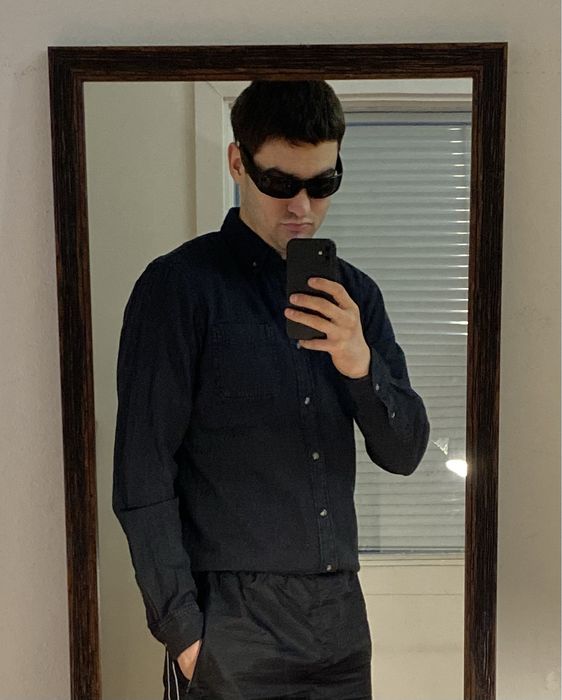 (S-М) Черная хлопковая рубашка zara чорна сорочка