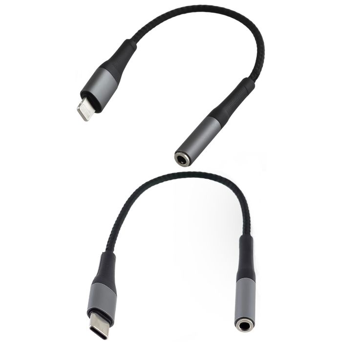 Кабель-перехідник Type-C-Jack 3,5мм і AUX 3,5-Lighting 19см