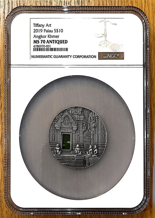 10 dolarów - Tiffany Art 2019 Palau Angkor Khmer NGC MS 70 ANTIQUED