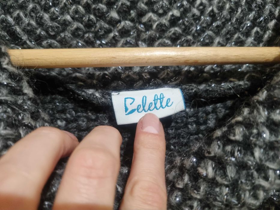 Wełniany sweter Bellete, czarno-srebrny, S/M