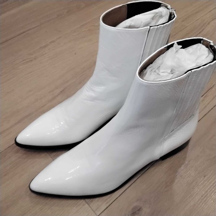 Botins Sofia Costa, branco verniz, 39
