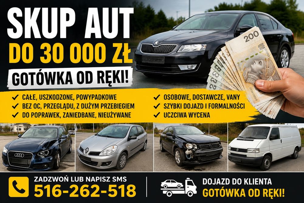 SKUP AUT – GOTÓWKA OD RĘKI | DO 30 000 ZŁ i bezpłatną wycene
