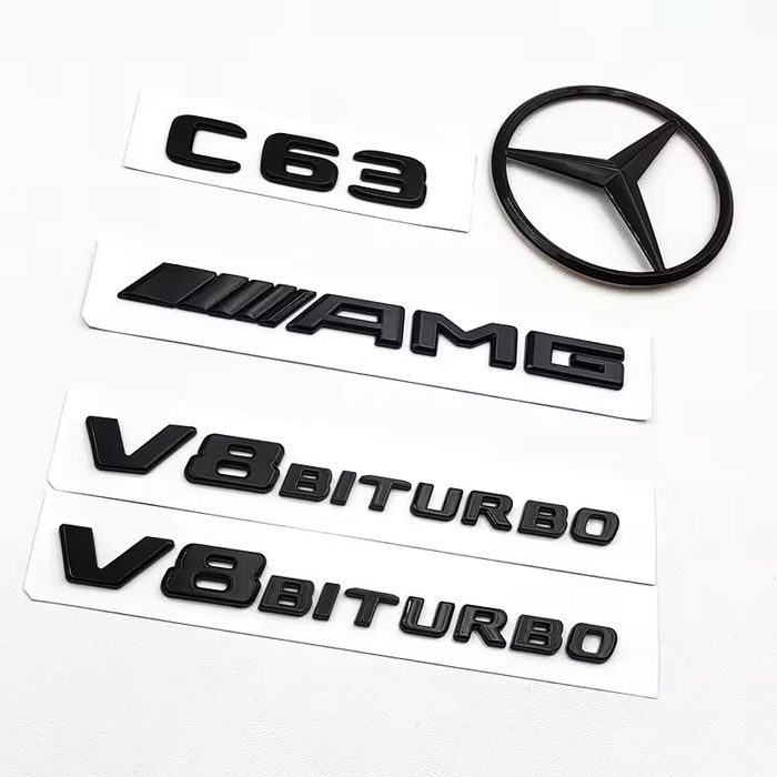Комплект емблем шильдик логотип Мерседес w205 w204 c class c63 amg v8