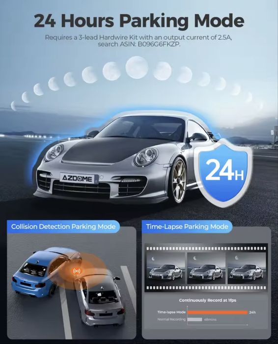 Відеореєстратор 4K AZDOME M550 Pro Wi-Fi + задня камера + 64Gb карта