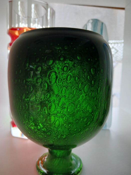 Zbigniew Horbowy wazon butla szklo antico zielony