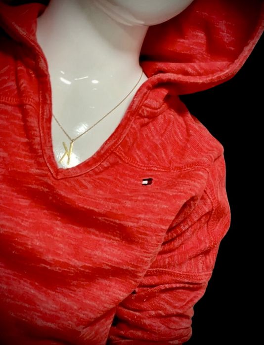 Tommy Hilfiger bluza czerwona z kapturem kangurka 116/122