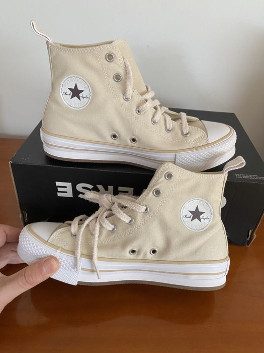 Tenis bota all star creme plataforma converse NOVOS